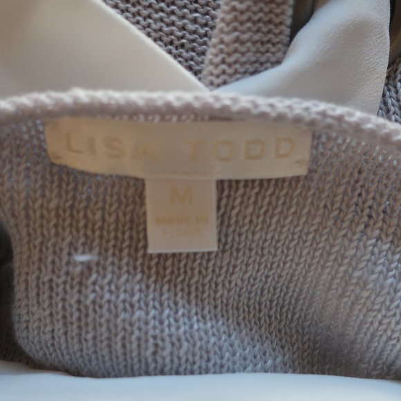 LISA TODD LINEN RIBBON LACE UP PULLOVER SWEATER M* - Picture 15 of 15